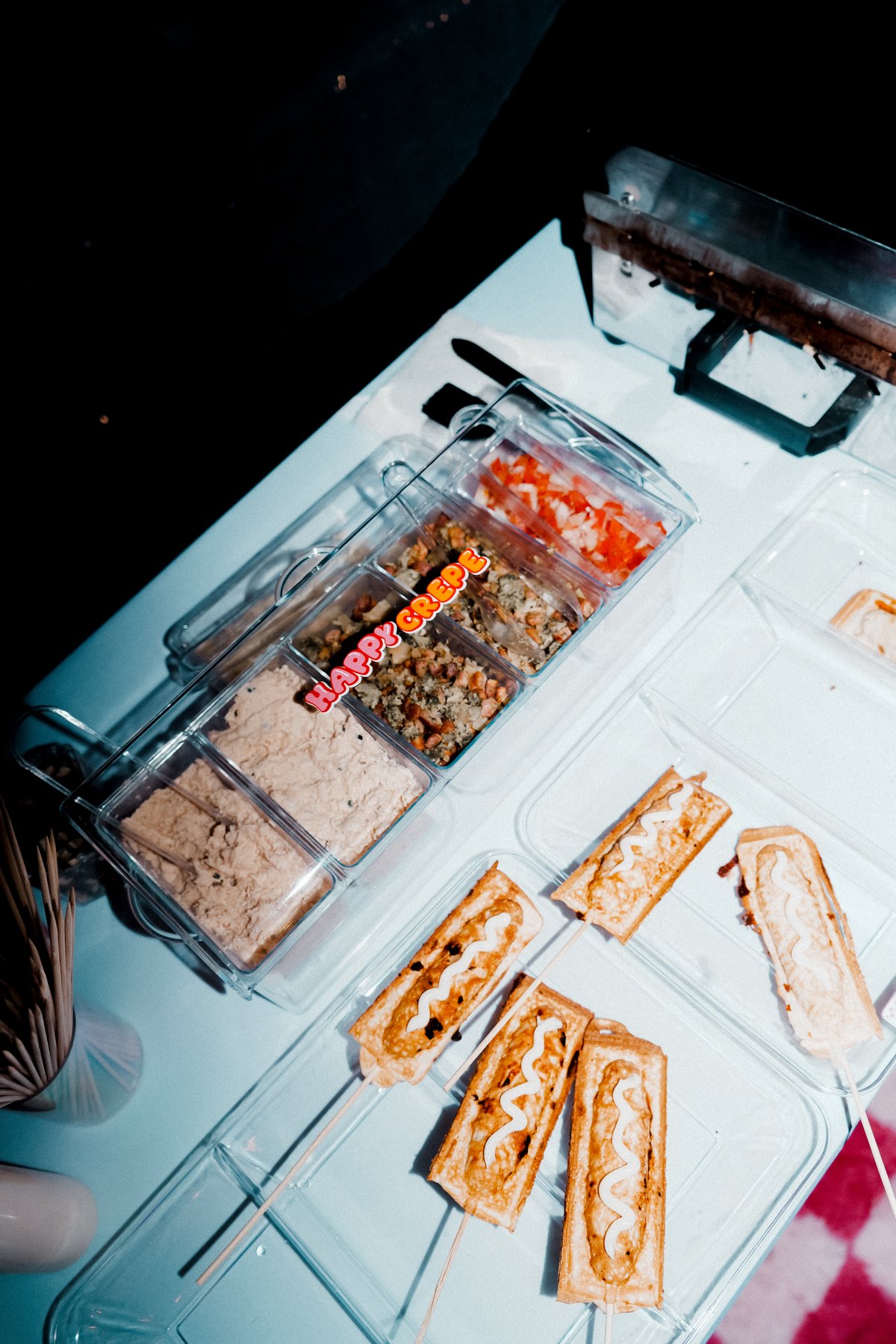 Detalhes da produção gastronômica em evento